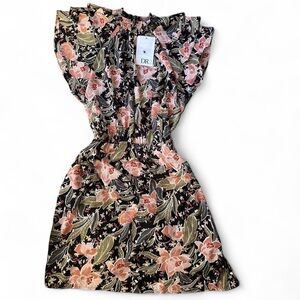 New with tags: DR2 Women's Mini Dress with Floral Design in Black and Pink